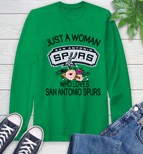 NBA Just A Woman Who Loves San Antonio Spurs Basketball Sports Long Sleeve T-Shirt 5