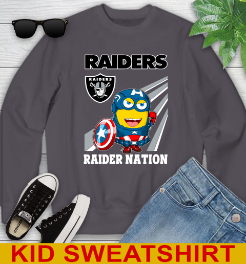 NFL Football Oakland Raiders Captain America Marvel Avengers Minion Shirt Youth Sweatshirt 5