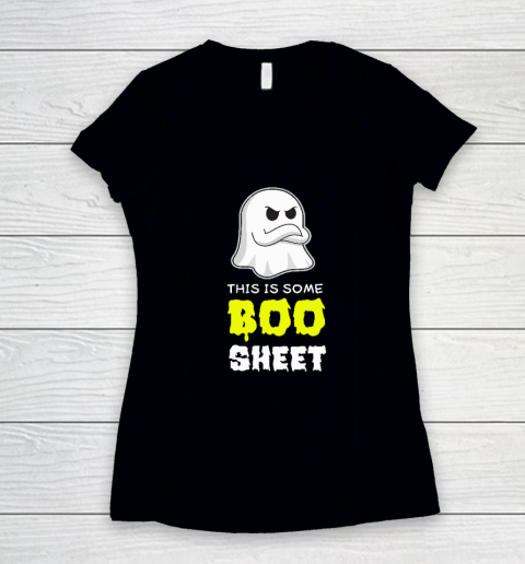 This Is Some Boo Sheet Shirt Funny Ghost Spooky Party Idea Cute Women's V-Neck T-Shirt