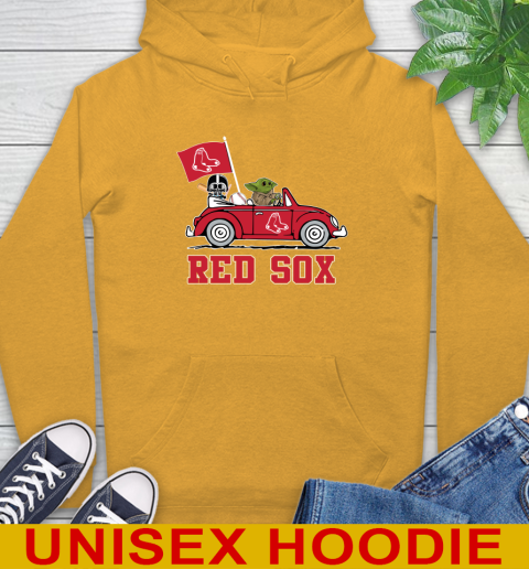 MLB Baseball Boston Red Sox Darth Vader Baby Yoda Driving Star Wars Shirt Hoodie 3