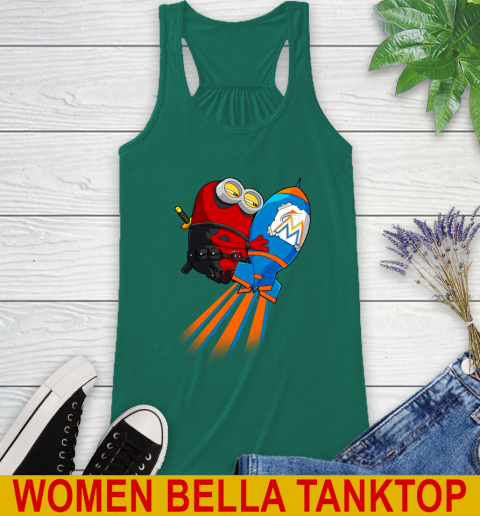 MLB Baseball Miami Marlins Deadpool Minion Marvel Shirt Racerback Tank 5