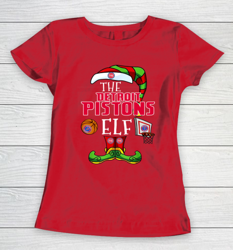 Detroit Pistons Christmas ELF Funny NBA Women's T-Shirt 9