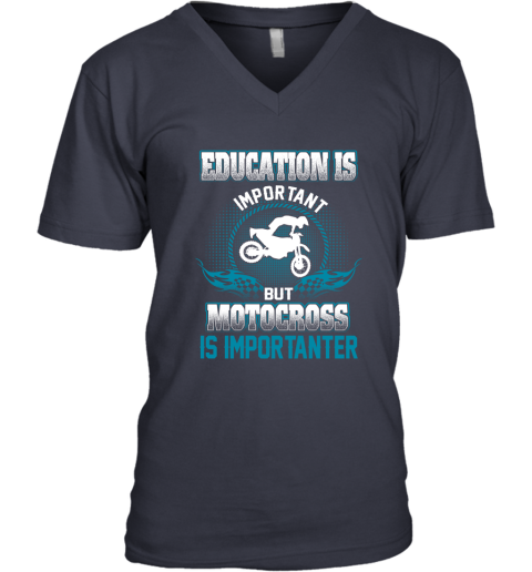 Education Is Important But Motocross Is Importanter V-Neck T-Shirt 2