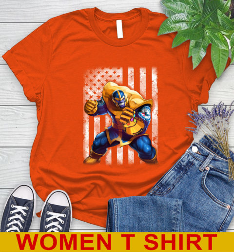 NBA Basketball Philadelphia 76ers Thanos Marvel American Flag Shirt Women's T-Shirt 3