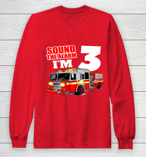 Kids Fire Truck 3rd Birthday T Shirt Boy Firefighter 3 Years Old Long Sleeve T-Shirt 7
