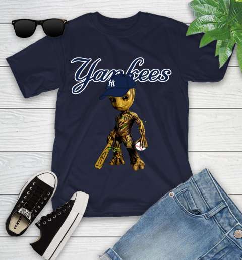 MLB New York Yankees Groot Guardians Of The Galaxy Baseball Youth T-Shirt 3