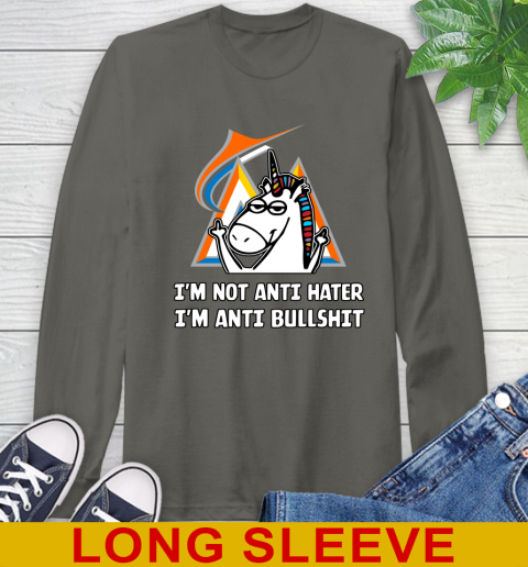 Miami Marlins MLB Baseball Unicorn I'm Not Anti Hater I'm Anti Bullshit Long Sleeve T-Shirt 8