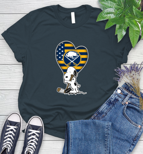 Buffalo Sabres NHL Hockey The Peanuts Movie Adorable Snoopy Women's T-Shirt 8
