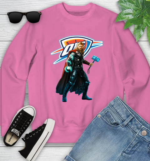NBA Thor Avengers Endgame Basketball Oklahoma City Thunder Youth Sweatshirt 7