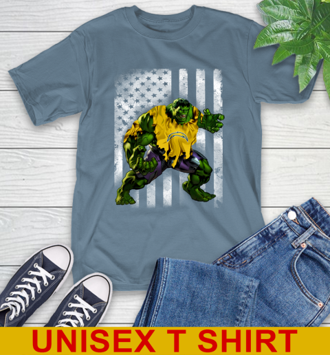 Los Angeles Chargers Hulk Marvel Avengers NFL Football American Flag T-Shirt 8