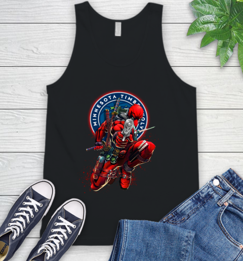 NBA Deadpool Marvel Comics Sports Basketball Minnesota Timberwolves Tank Top 2