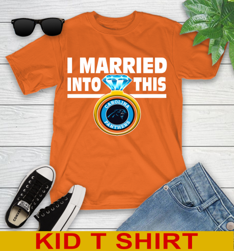 Carolina Panthers NFL Football I Married Into This My Team Sports Youth T-Shirt 8