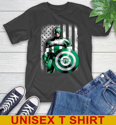 Boston Celtics NBA Basketball Captain America Marvel Avengers American Flag Shirt T-Shirt