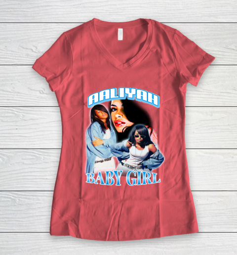 Aaliyah T Shirt Baby Girl Women's V-Neck T-Shirt 4