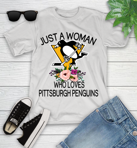 NHL Just A Woman Who Loves Pittsburgh Penguins Hockey Sports Youth T-Shirt