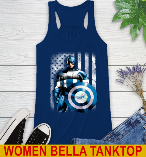 Los Angeles Dodgers MLB Baseball Captain America Marvel Avengers American Flag Shirt Racerback Tank 7