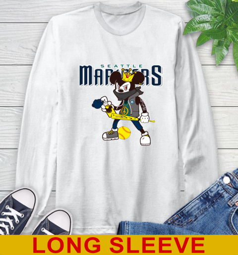 Seattle Mariners MLB Baseball Mickey Peace Sign Sports Long Sleeve T-Shirt