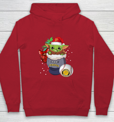 Pittsburgh Pirates Christmas Baby Yoda Star Wars Funny Happy MLB Youth Hoodie 9