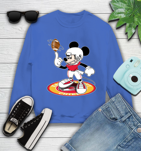NFL Football Kansas City Chiefs Cheerful Mickey Disney Shirt Youth Sweatshirt 7