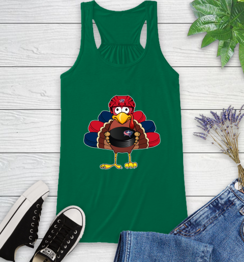 Columbus Blue Jackets Turkey Thanksgiving Day Racerback Tank 7