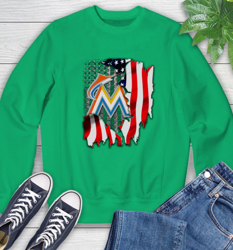 Miami Marlins MLB Baseball American Flag Sweatshirt 7