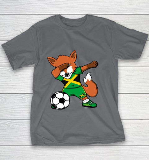 Dabbing Fox Jamaica Soccer Fans Jersey Jamaican Football Fan Youth T-Shirt 7