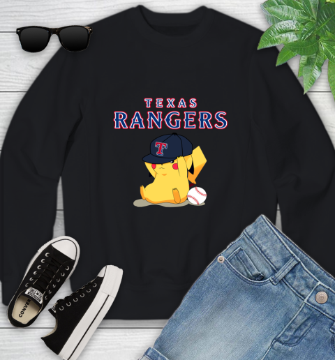 MLB Pikachu Baseball Sports Texas Rangers Youth Sweatshirt 2