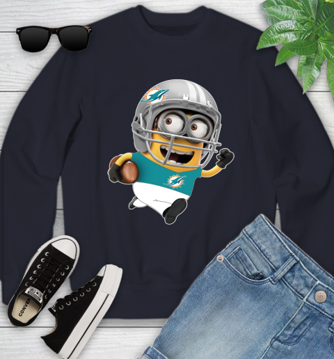 NFL Miami Dolphins Minions Disney Football Sports Youth Sweatshirt 3