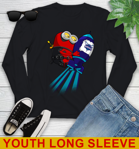 NBA Basketball Charlotte Hornets Deadpool Minion Marvel Shirt Youth Long Sleeve