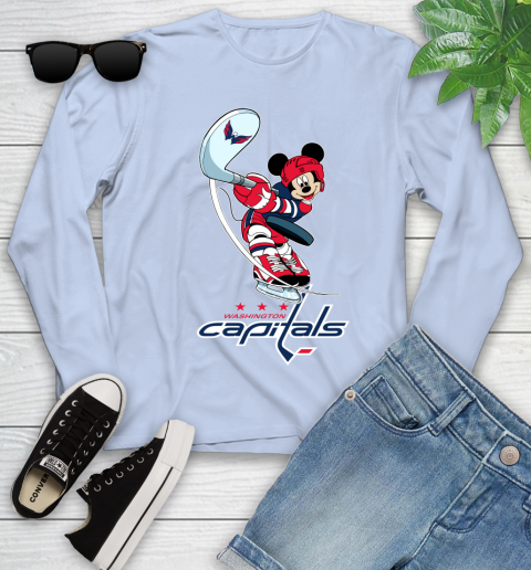 NHL Hockey Washington Capitals Cheerful Mickey Mouse Shirt Youth Long Sleeve 9