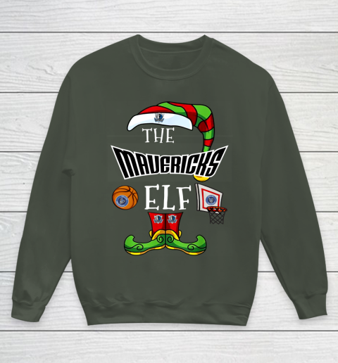 Dallas Mavericks Christmas ELF Funny NBA Youth Sweatshirt 8
