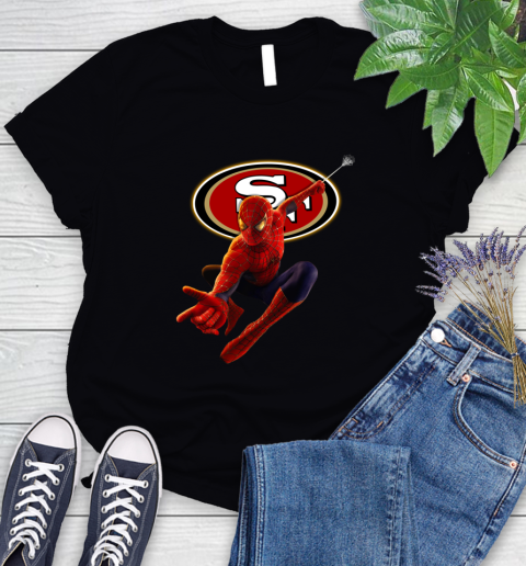 NFL Spider Man Avengers Endgame Football San Francisco 49ers Women's T-Shirt 2