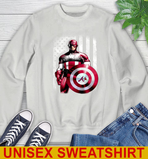 Atlanta Braves MLB Baseball Captain America Marvel Avengers American Flag Shirt Sweatshirt - Image 6