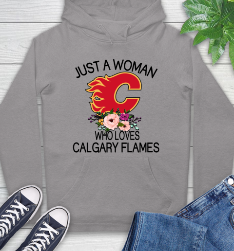 NHL Just A Woman Who Loves Calgary Flames Hockey Sports Hoodie 4