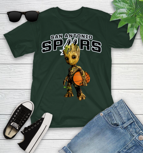 San Antonio Spurs NBA Basketball Groot Marvel Guardians Of The Galaxy Youth T-Shirt 5