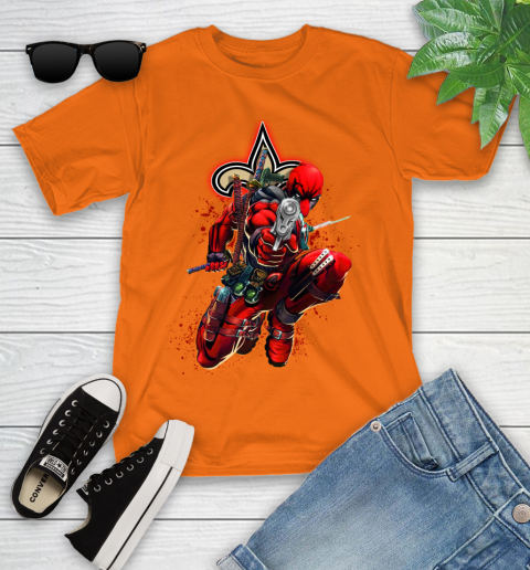 NFL Deadpool Marvel Comics Sports Football New Orleans Saints Youth T-Shirt 7