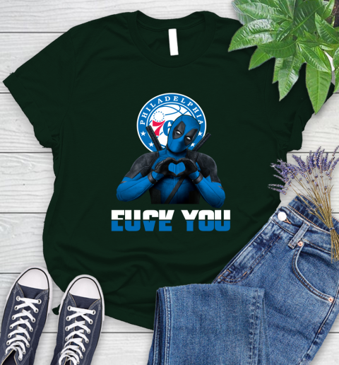 NBA Philadelphia 76ers Deadpool Love You Fuck You Basketball Sports Women's T-Shirt 6