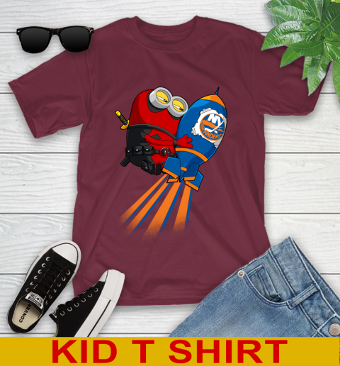 NHL Hockey New York Islanders Deadpool Minion Marvel Shirt Youth T-Shirt 5