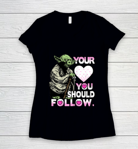 Star Wars Yoda Heart You Should Follow Valentine Women's V-Neck T-Shirt