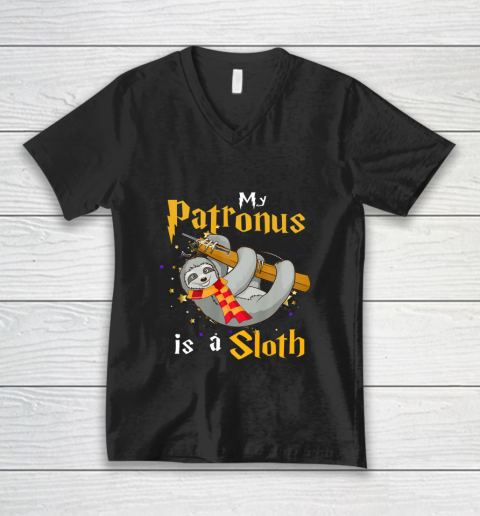 My Patronus Is a Sloth Halloween and Christmas Gift V-Neck T-Shirt