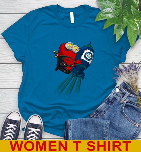 MLB Baseball Seattle Mariners Deadpool Minion Marvel Shirt Women's T-Shirt 8