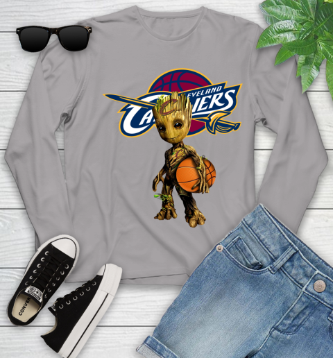 Cleveland Cavaliers NBA Basketball Groot Marvel Guardians Of The Galaxy Youth Long Sleeve 5