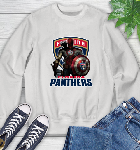 NHL Captain America Thor Spider Man Hawkeye Avengers Endgame Hockey Florida Panthers Sweatshirt