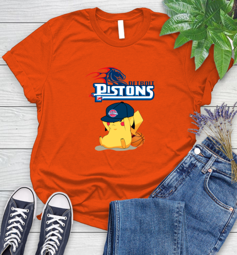NBA Pikachu Basketball Sports Detroit Pistons Women's T-Shirt 4