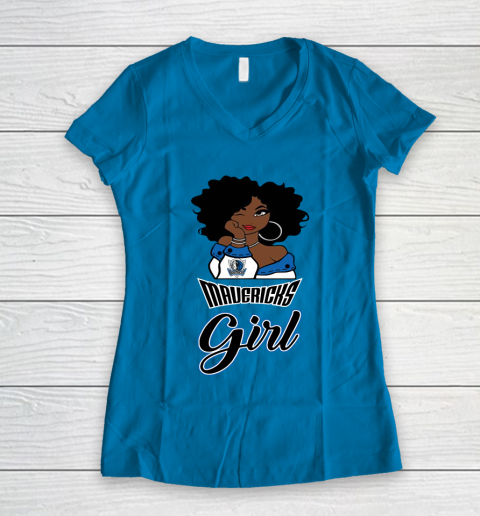 Dallas Mavericks Girl NBA Women's V-Neck T-Shirt 7