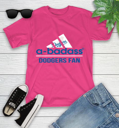 MLB A Badass Los Angeles Dodgers Fan Adidas Baseball Sports Youth T-Shirt 11