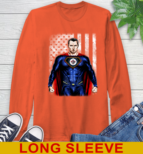 NHL Hockey Winnipeg Jets Superman DC Shirt Long Sleeve T-Shirt 4