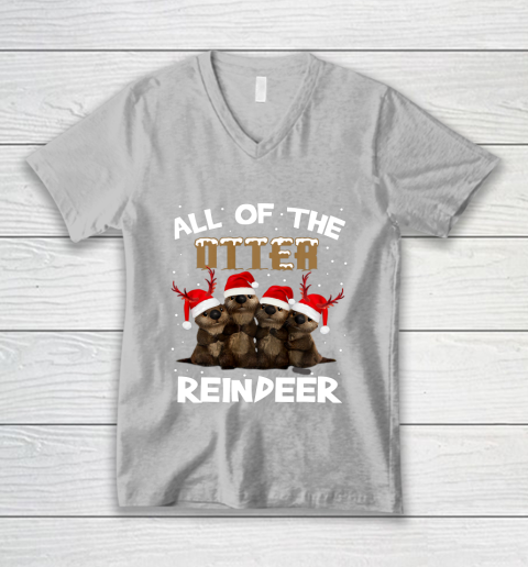 All Of Otter Reindeer Christmas Pajamas Tshirt Xmas V-Neck T-Shirt 3