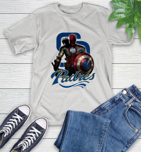 MLB Captain America Thor Spider Man Hawkeye Avengers Endgame Baseball San Diego Padres T-Shirt