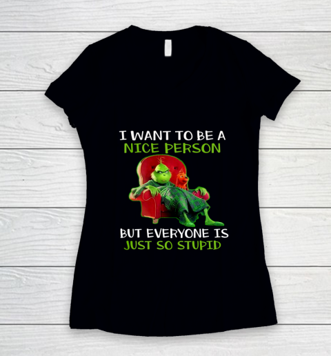 Tee Christmas Grinch Xmas funny quotes Women's V-Neck T-Shirt